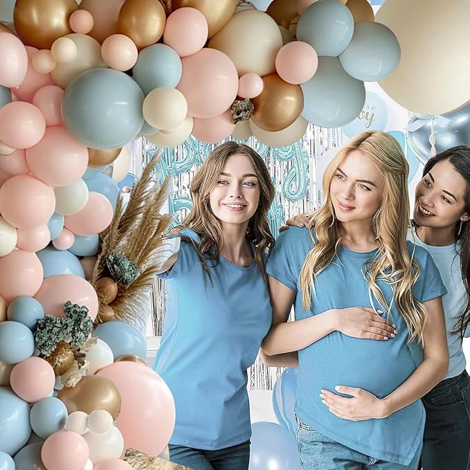 Gender Reveal Balloon Arch Kit 144PCS Dusty Pink and Blue Balloons