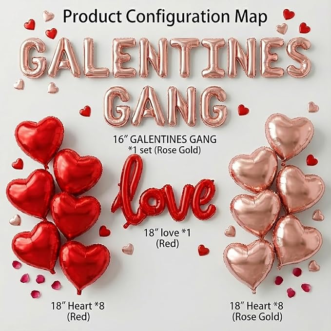 Galentine's Day Party Decorations Kit for Her & Rose Gold GALENTINES