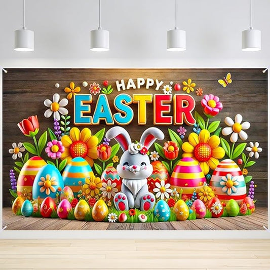 Easter Banner Polyester 43x70.86 Inches Banner Easter for Outdoor