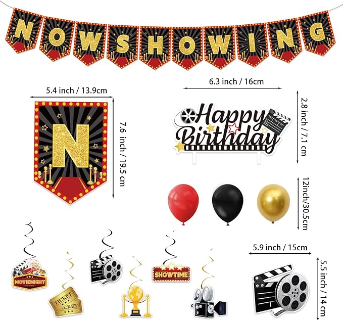 Movie Night Supplies 160PCS Movie Themed Party Decorations with Now