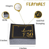 Cheers to Years Cocktail Napkins - 50 PK - 3-Ply Birthday Napkins 5x5