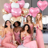 Pink White Heart Balloons,12Pcs Rose Gold Heart Shaped Foil