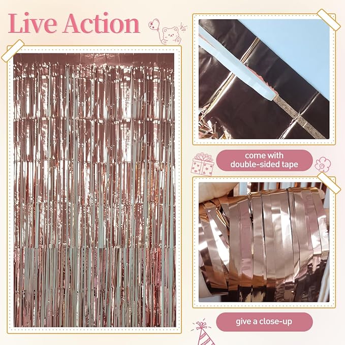 157PCS Rose Gold Balloon Garland Arch Kit with Fringe Curtain for