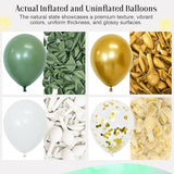 Sage Green Balloons, 60pcs 12inch Sage Green White Metallic Gold
