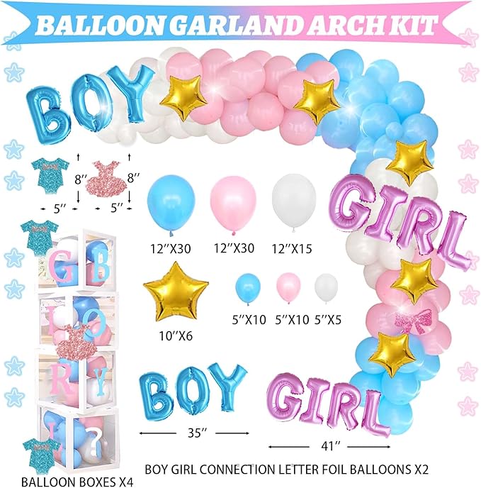 Staches or Lashes Gender Reveal Decorations 169 PCs Boy or Girl