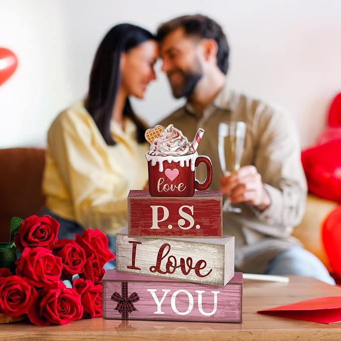 4 Pcs Valentine's Day Table Decoration Wooden Ice Cream Cup