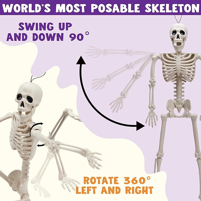 5 PCS Posable Halloween Skeleton Decor 16 Inches Full Body Posable
