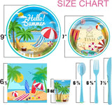 177 pcs Beach Party Supply Disposable Tableware Set with Tablecloth