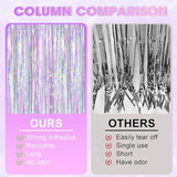 Voircoloria Iridescent Party Backdrop 3Packs, Transparent Tinsel Foil