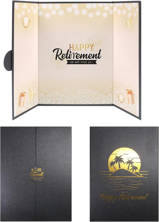 Black Gold Retirement Party Decorations Happy Retirement Guest Sign