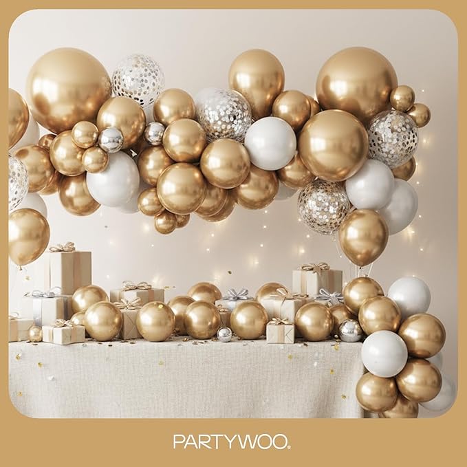 PartyWoo Metallic Gold Balloons 100pcs Different Sizes of 18 12 10 5