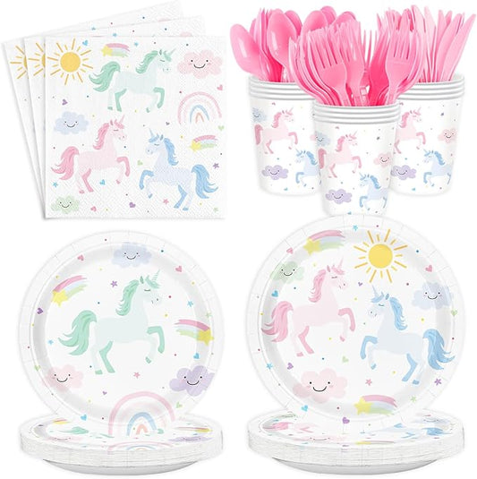 Unicorn Birthday Party Supplies for 24 Guests Magical Pastel Theme
