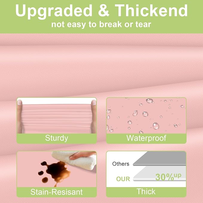QIKSION Blush Pink Plastic Table Cloth Disposable 12 Pack, 54 x 108