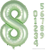 Sage Green Balloon Number 8, 40 Inch Large Self Inflating Foil Number