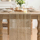 Artoid Mode Coffee Gold Gauze Table Runner 120 Inch 10FT, Glitter