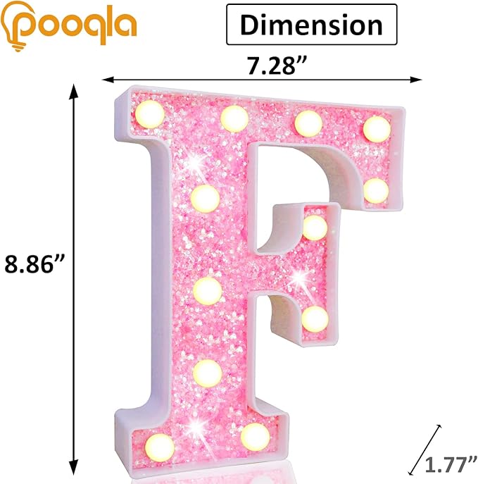 Pooqla LED Marquee Letter Lights, Light Up Pink Letters Glitter #15