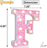 Pooqla LED Marquee Letter Lights, Light Up Pink Letters Glitter #15