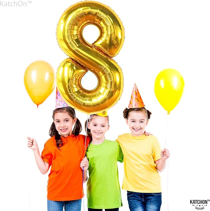 KatchOn, Giant Gold Number 8 Balloon - 40 Inch | Golden 8 Balloon for