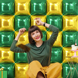25PCS Christmas Balloons Green Gold Square Foil Balloon Wall