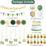 Retirement Party Decorations Women Men Green Happy Retirement Banner