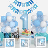 First Birthday Decorations For Boy 40 Inch Blue 1 Number Baby Blue