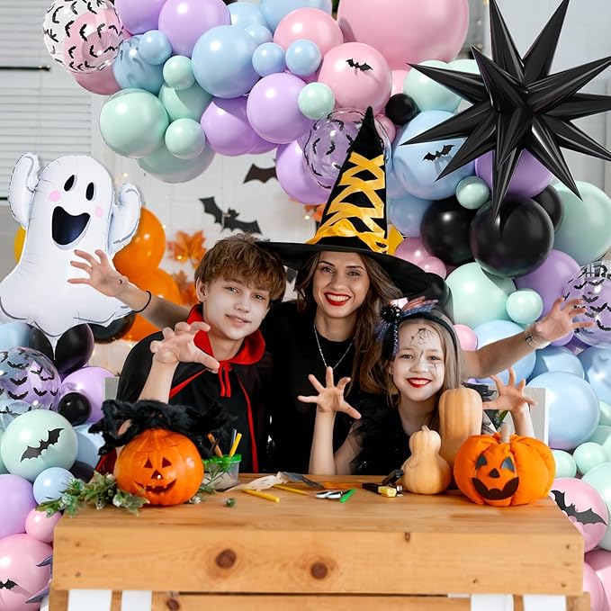120 Pcs Halloween Balloon Arch Pink and Black Balloon Arch Kit