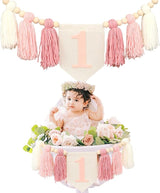 Boho Pink Handmade 1st Birthday High Chair Banner First Highchair