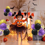 Halloween Decorations Balloon Stand with Purple Black and Gold