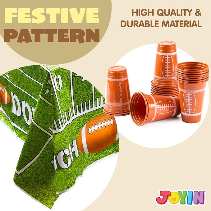 98 Pcs Football Party Supplies Set Serves 24 with 24 Cups 24 Plates