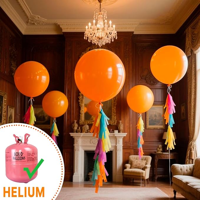 PartyWoo Orange Balloons 4pcs 36 Inch Fall Latex Helium Balloons for