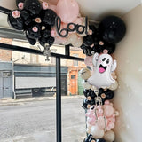 120 Pcs Pink and Black Balloon Arch Kit Scary Ghost Boo Halloween