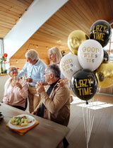 Retirement Balloons - 12 Inch Black Gold and White Balloons Funny