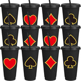 12 Pcs Black Casino Party Supplies Casino Plastic Reusable Cute Cups