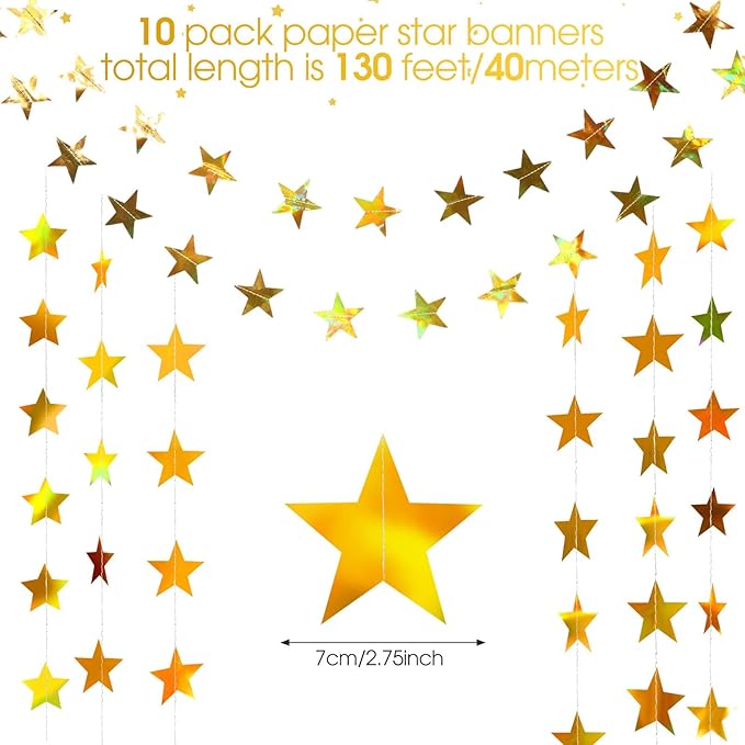 Patelai Glitter Star Garland Banner 2026 Graduation Decor 130 Feet #18