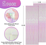 Voircoloria 2 Pack Iridescent Transparent Foil Fringe Backdrop