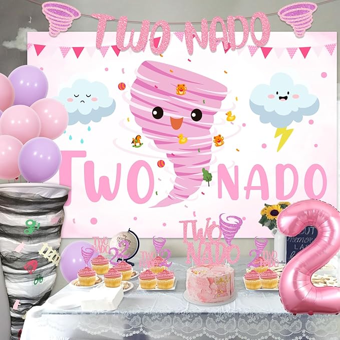 Two Nado Birthday Party Decorations for Girls Tornado 2nd Birthday