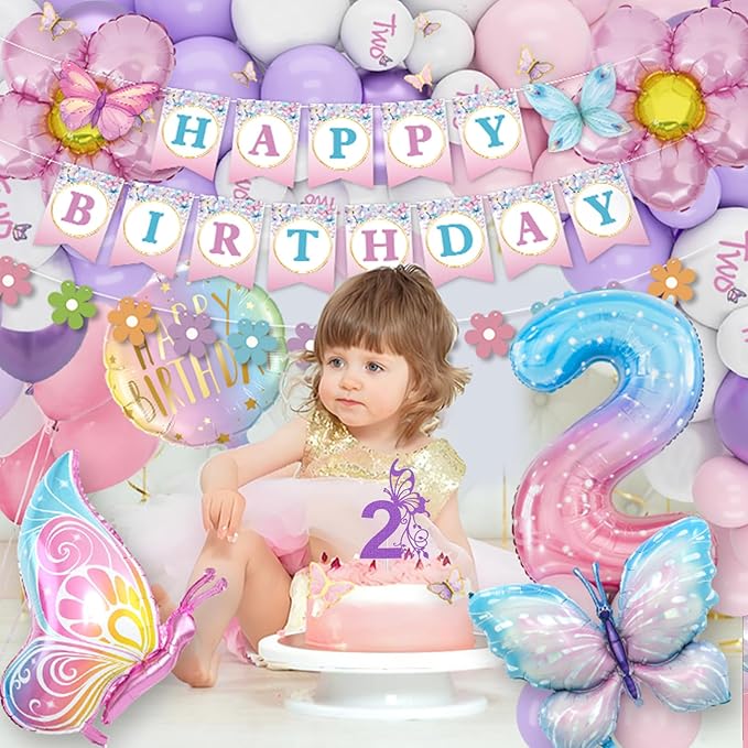 2nd Birthday Decorations for Girl 2 Year Old Bday Decor Girl