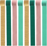 Sage-Green Pink-Gold Crepe Paper Streamers - 8 Rolls Green Party