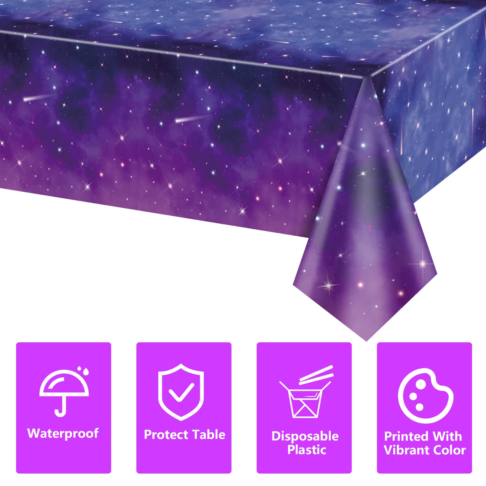 QUERICKY 4 Pack Space Galaxy Party Tablecloths, Starry Night