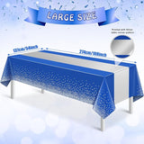 12Pcs Blue Silver Tablecloth Party Decorations,Plastic Royal Blue
