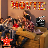 7 Pcs 10'' Movie Light up Letters Sign LED Movie Night Party