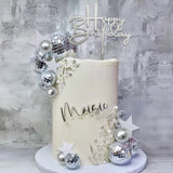 40Pcs Disco Ball Cake Toppers Silver Balls Cake Decorations with