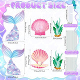 6 Pcs Under The Sea Party Decorations Set Large Mermaid Tail Seaweed