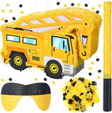 Construction Truck Piñata with Blindfold Bat and Confetti