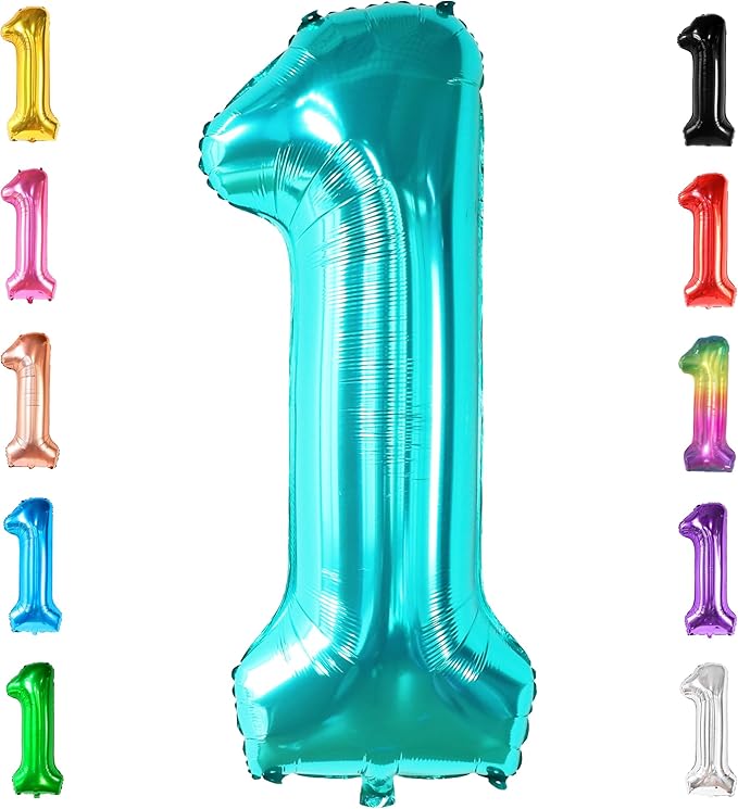 KatchOn, Giant Blue Teal Number 1 Balloon Number - 40 Inch | Mylar