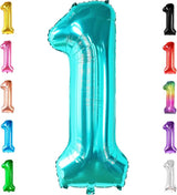 KatchOn, Giant Blue Teal Number 1 Balloon Number - 40 Inch | Mylar