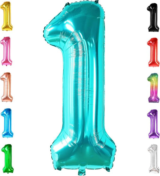 KatchOn, Giant Blue Teal Number 1 Balloon Number - 40 Inch | Mylar
