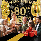 80th Birthday Decorations Men Women with 80th Birthday Banner Black