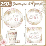 250 Pcs Boho Baby Shower Decorations for Girls Pink Floral Baby