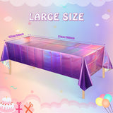6 Pack Ombre Iridescent Pink and Purple Plastic Tablecloths, Shiny